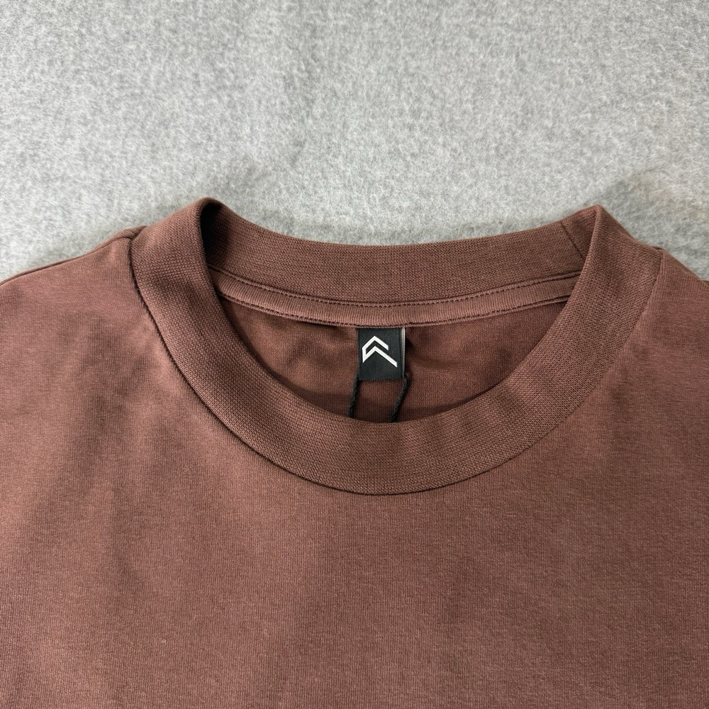 New Oner Active Cotton Relaxed Cropped T-Shirt Tee Espresso Brown Women's Small - Picture 3 of 9